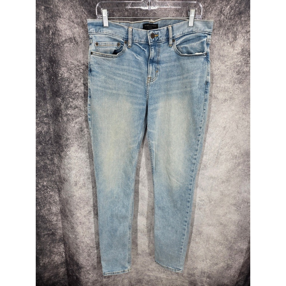Banana Republic Jeans Mens 34x32 Slim Fit Light Wash Fade Stretch Tag 32x34
